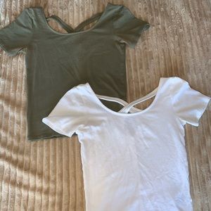 Army green and white crop tops!! 2 for $5